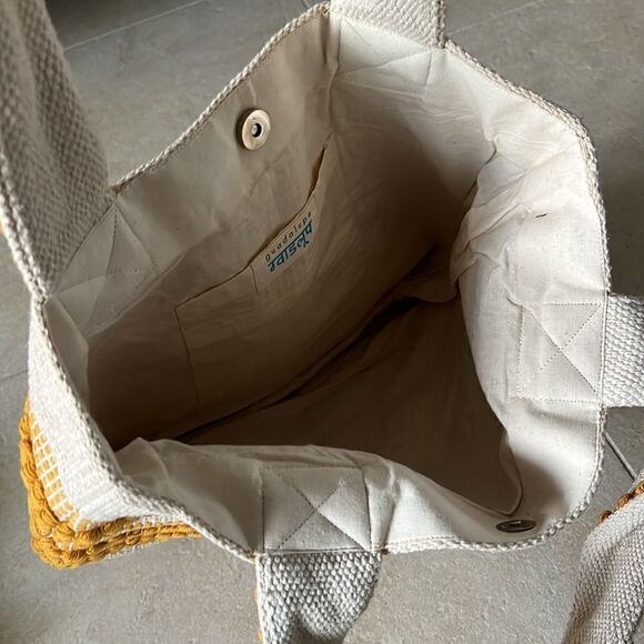 Yellow Cotton Canvas Tote Fully Lined BRAND NEW Tote Bag - Picture 3 of 4